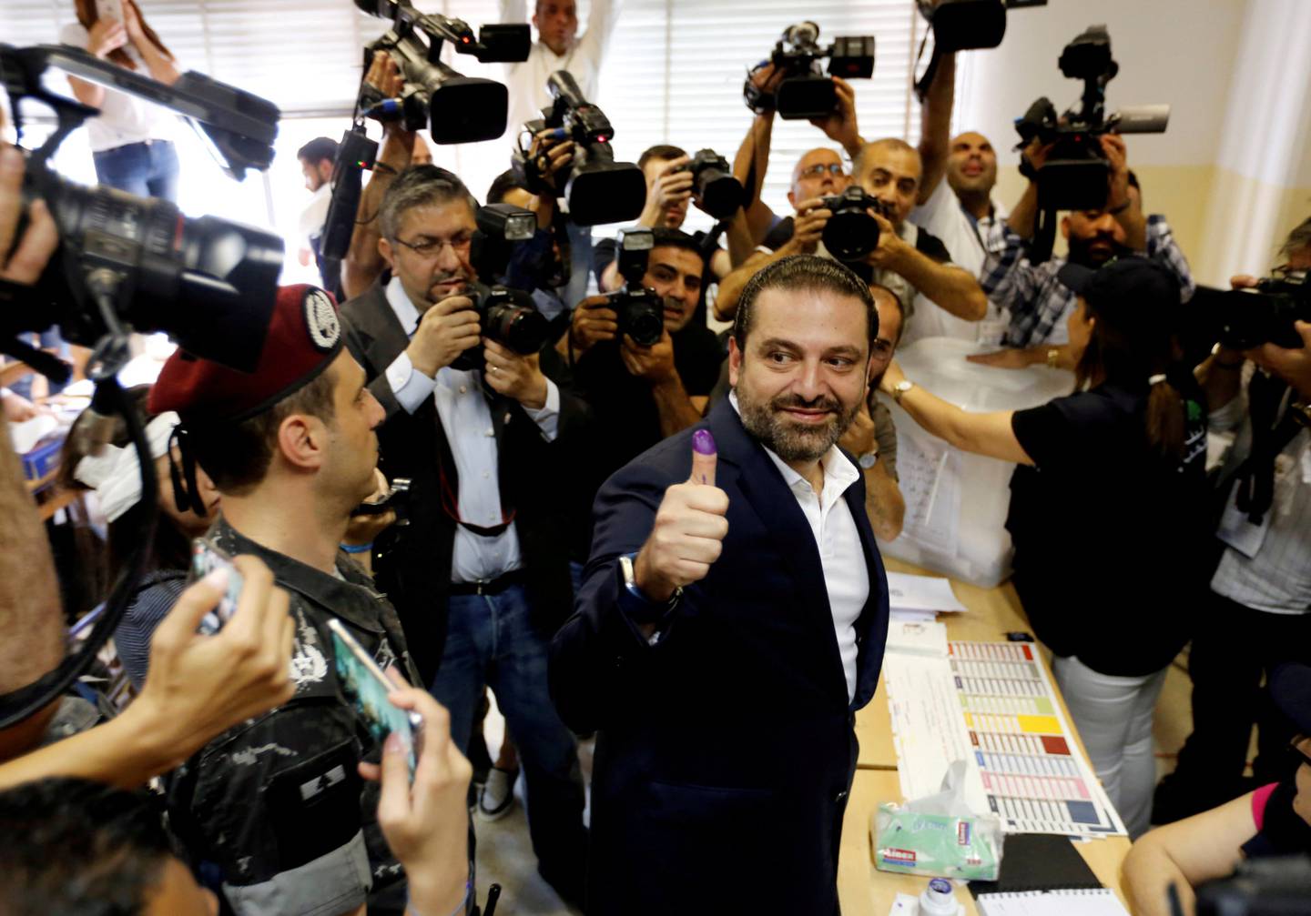 Statsminister: Saad al-Hariri, statsminister i Libanon, avla stemme i går. FOTO: REUTERS/NTB SCANPIX
