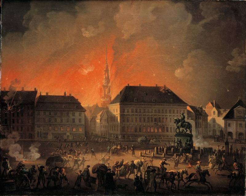 C.A.Lorentzen: «Den rædsomste nat. Kongens Nytorv under bombardementet natten mellem 4. og 5. september 1807». 1807-1808