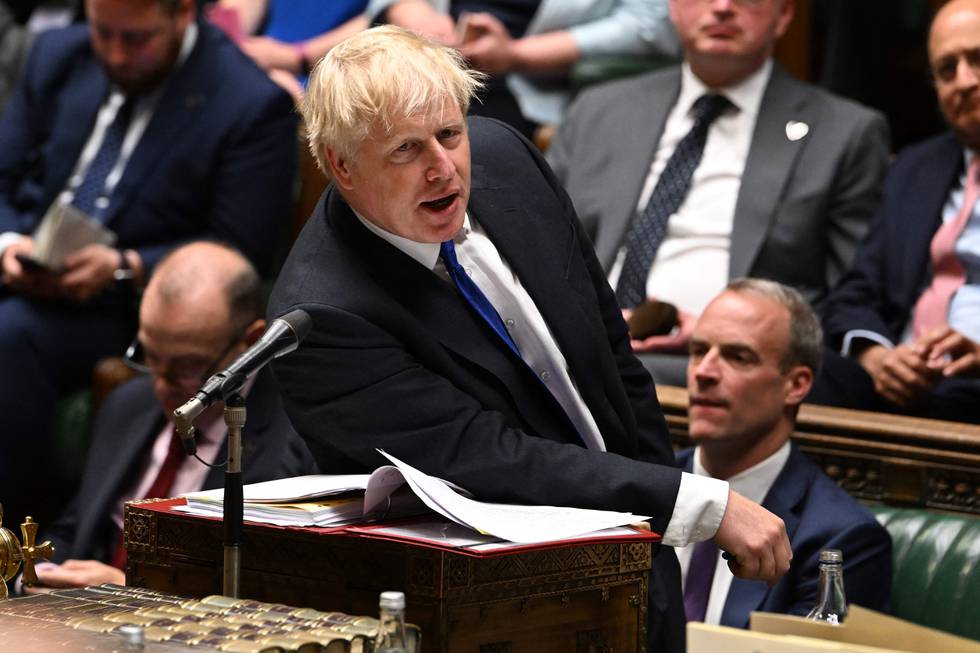 Boris Johnson snakker i parlamentet onsdag.