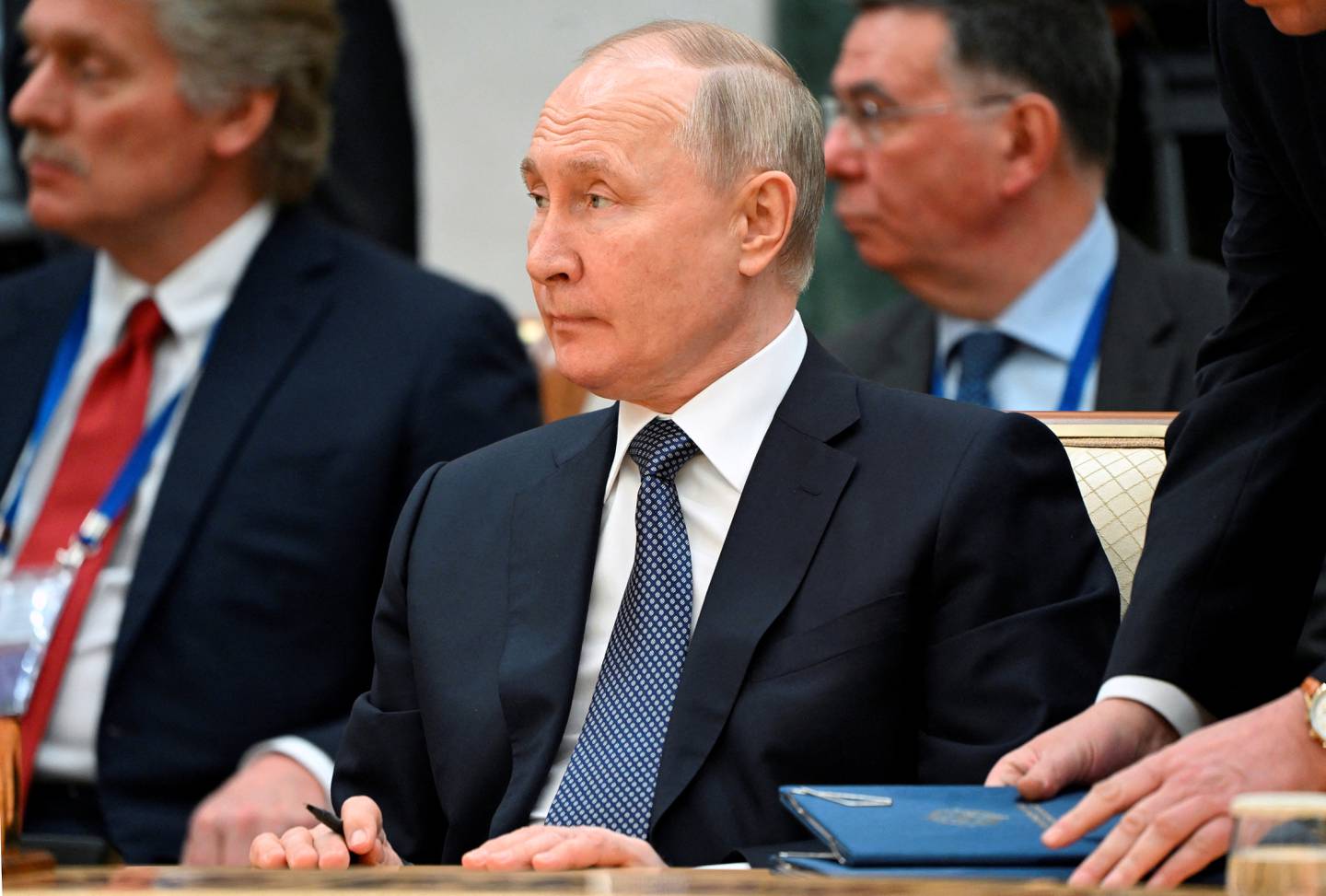 Russian President Vladimir Putin attends the Collective Security Treaty Organization (CSTO) summit in Minsk, Belarus, November 23, 2023.  Sputnik/Sergey Guneev/Kremlin via REUTERS ATTENTION EDITORS - THIS IMAGE WAS PROVIDED BY A THIRD PARTY.