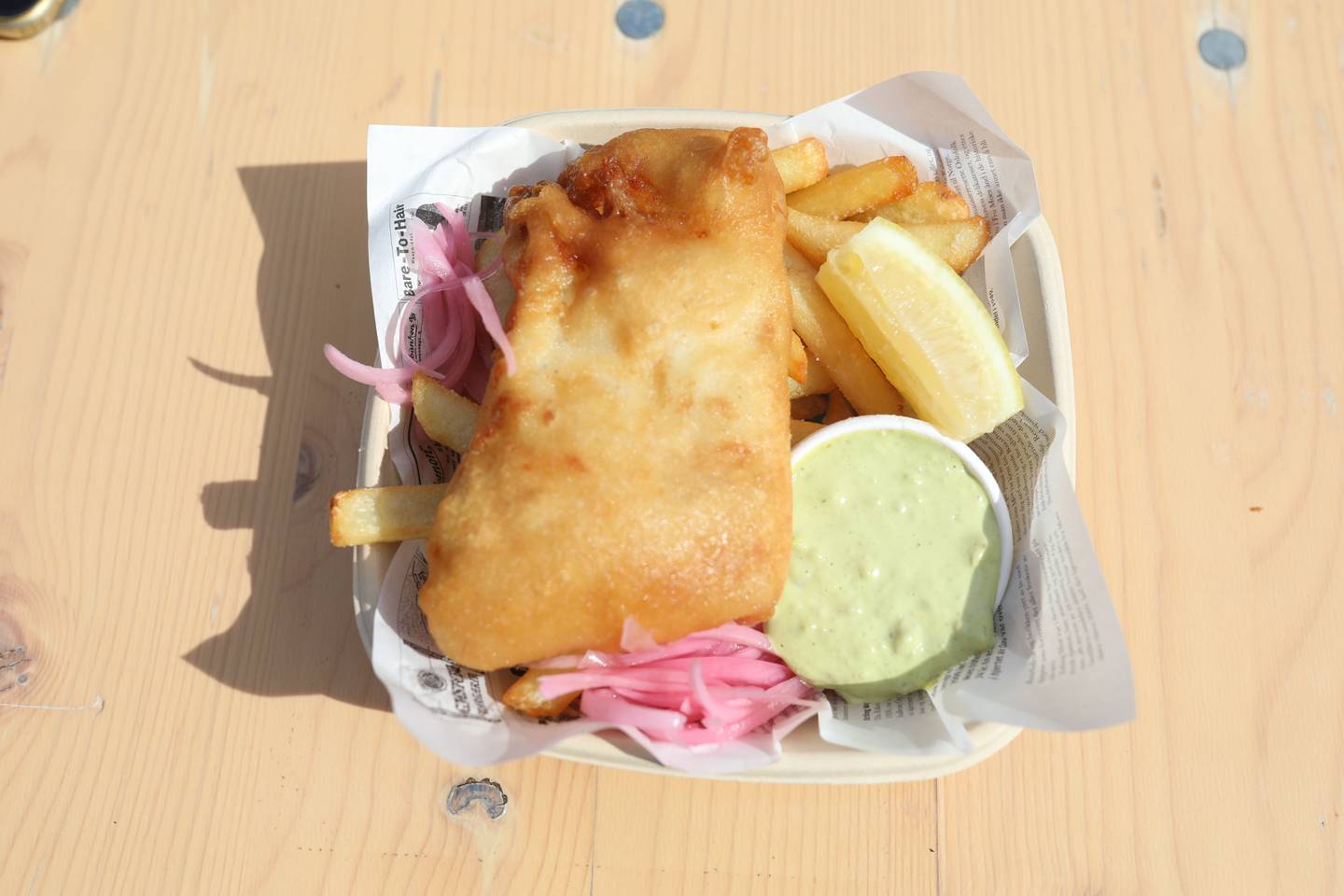 Fish and chips fra Fiskeriet.