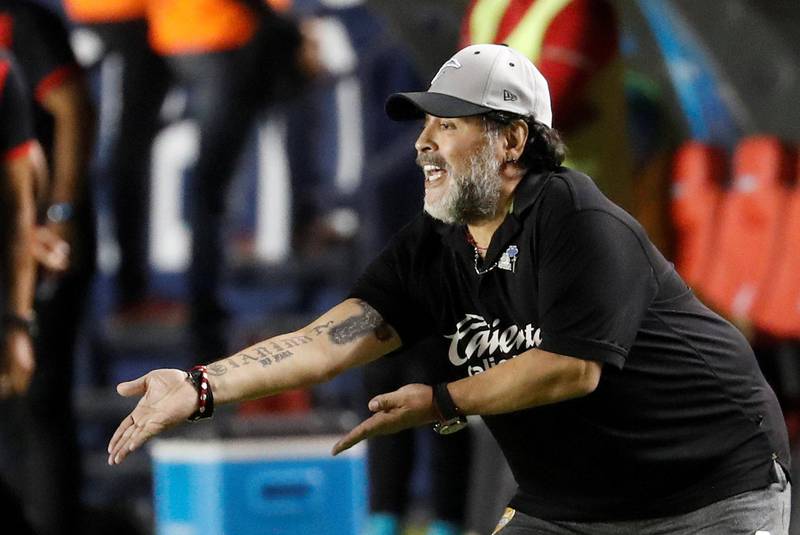 58-årige Diego Maradona i dag, i trenerrollen for det mexicanske 2.-divisjonslaget Dorado nå i begynnelsen av mai.