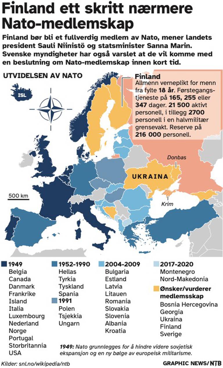 Finland og Sverige kan komme til å søke Nato-medlemskap innen kort tid.