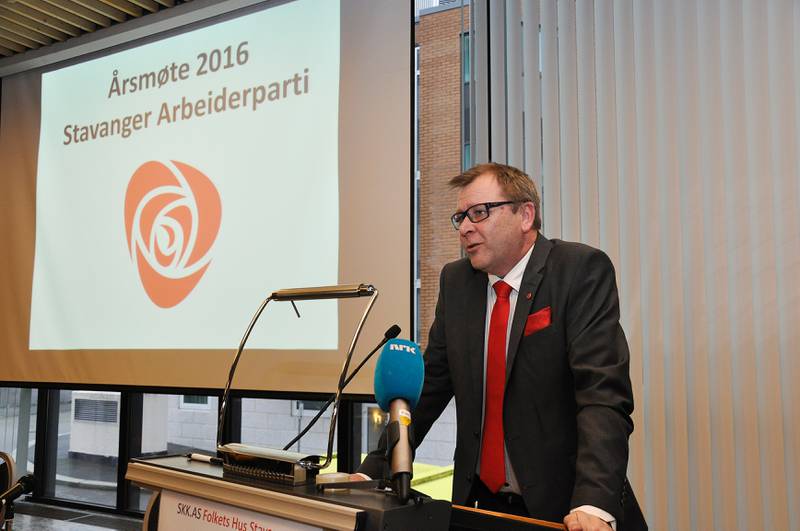 Jone Laursen takket for tilliten i sin første tale som nyvalgt styreleder i Stavanger Ap. Foto: Thor Erik Waage