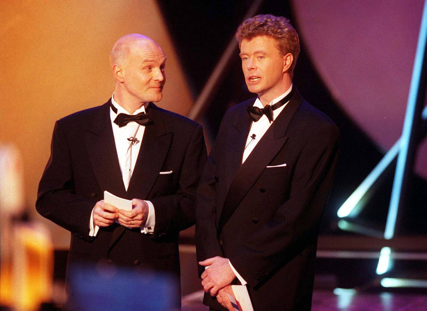 Listen over ting Rune Gokstad og Øystein Bache har gjort sammen, er lang. Blant annet ledet de Melodi Grand Prix to år på rad. Her fra sendingen i 1998.