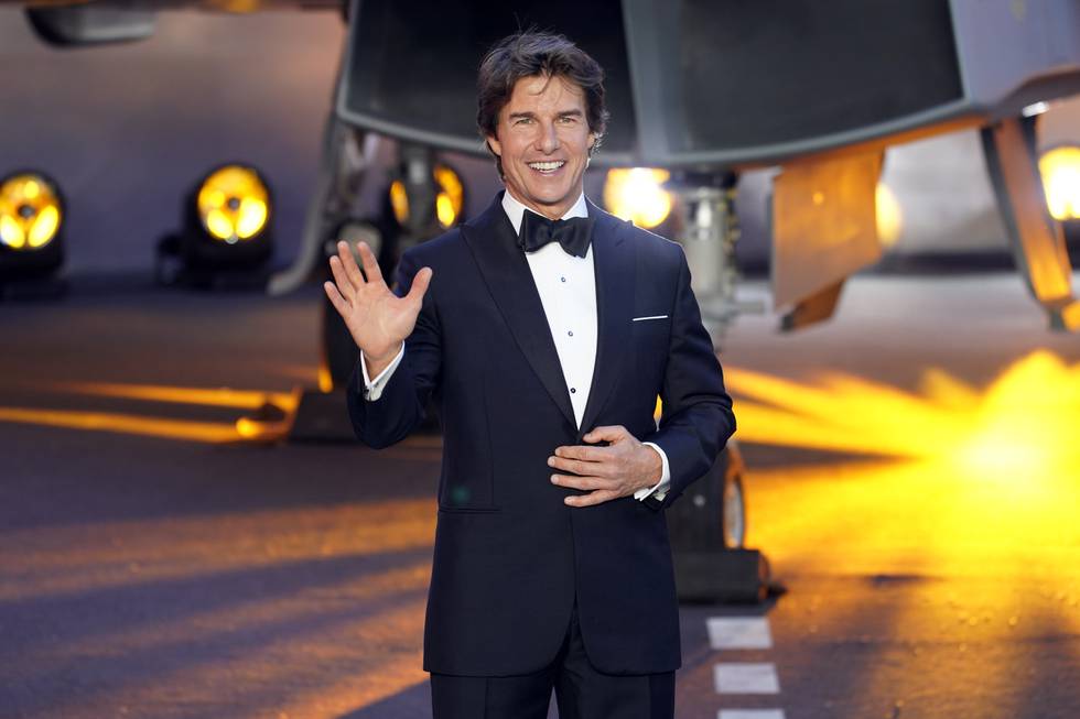Tom Cruise poserer under premieren for «Top Gun: Maverick» i London tidligere denne måneden. Foto: Alberto Pezzali / AP / NTB