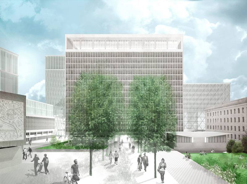 Arkitektur- og designhøyskolens forslag til ut­­forming av regjeringskvartalet. FOTO: STATSBYGG/AHO/NTB SCANPIX