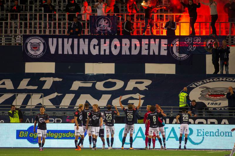 Stavanger 20200830. 
Viking jubler under eliteseriekampen i fotball mellom Viking og Molde på Viking stadion.
Foto: Carina Johansen / NTB scanpix