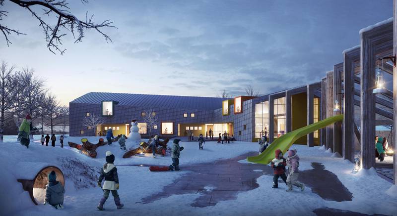 Slik vil nye Kilden barnehage se ut når den er ferdig i 2018.