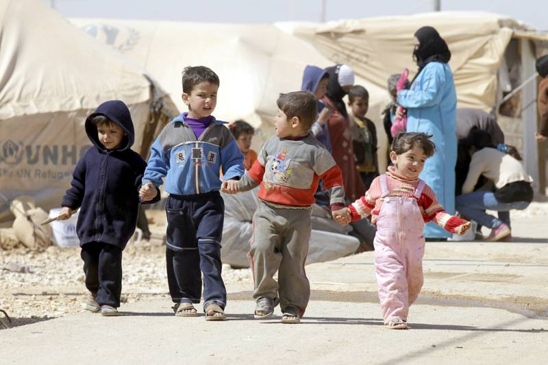 Norge vil gi mer blant annet til UNHCRs arbeid med flyktninger. Her syriske barn i Zaatari-leiren i Jordan. FOTO: NTB SCANPIX