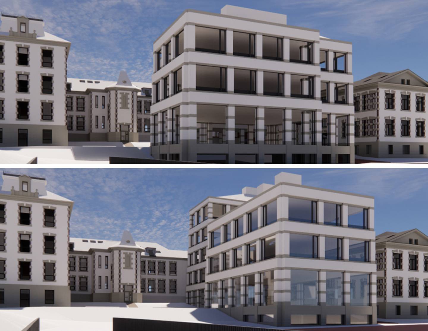 Bygget C1 slik utbygger ønsker det, og med forslaget fra Stavanger kommune under.