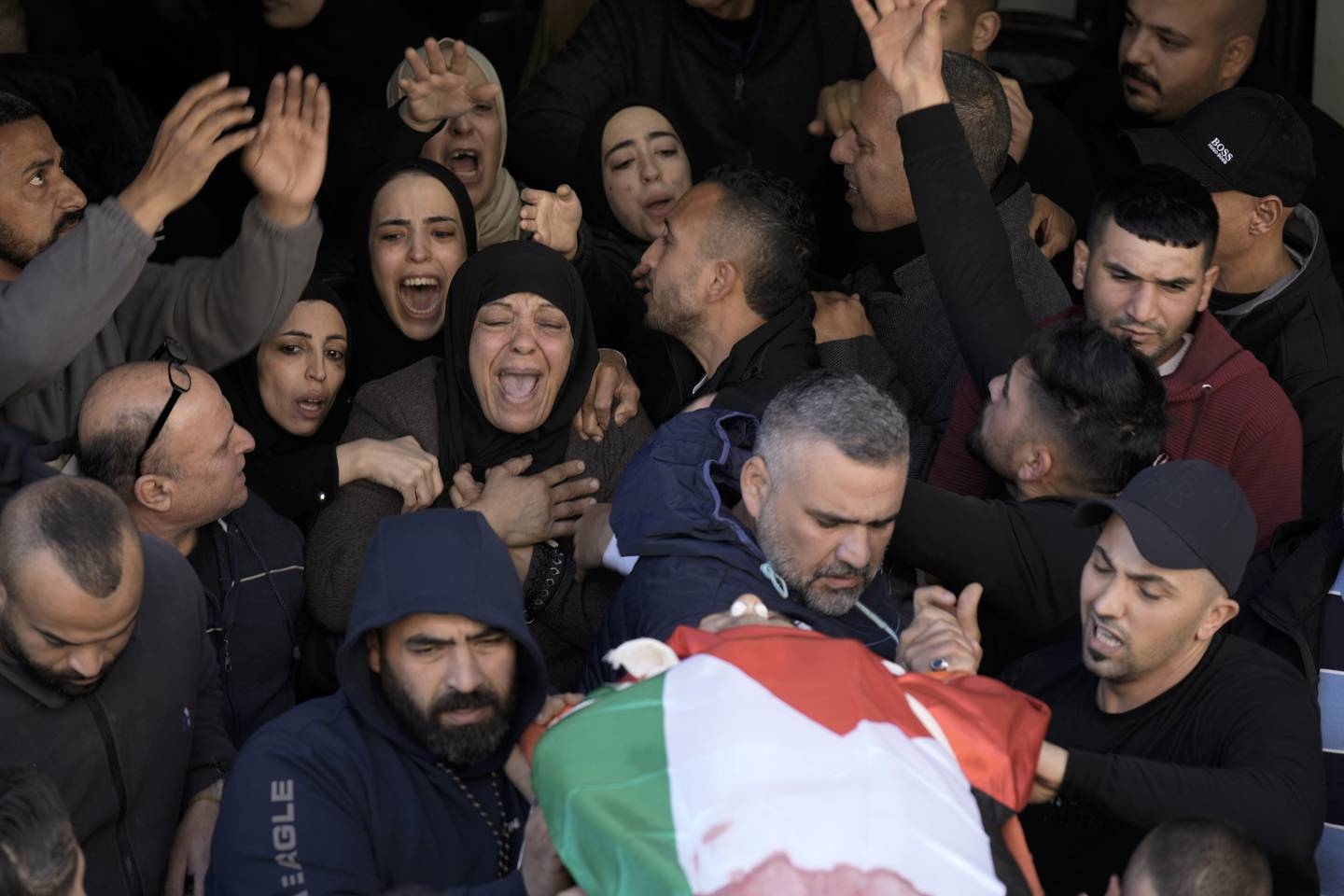 Fra begravelsen til de to palestinske mennene som ble skutt og drept torsdsag 19. januar.