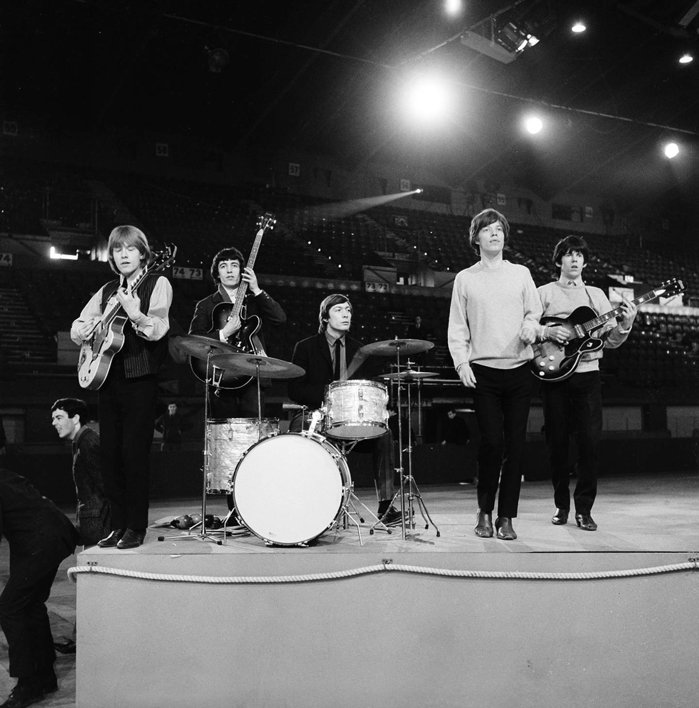 The Rolling Stones i 1964, da Brian Jones (til venstre) og Bill Wyman også var med i gruppa.