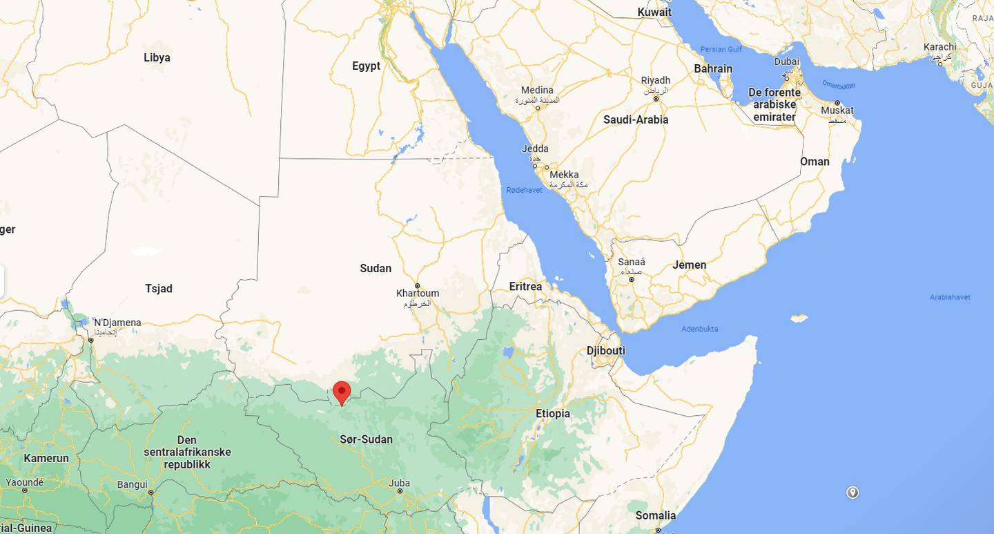 Et kart over Sør-Sudan og Sudan. Den røde markøren viser byen Agok i Abyei Special Administrative Area (ASSA).