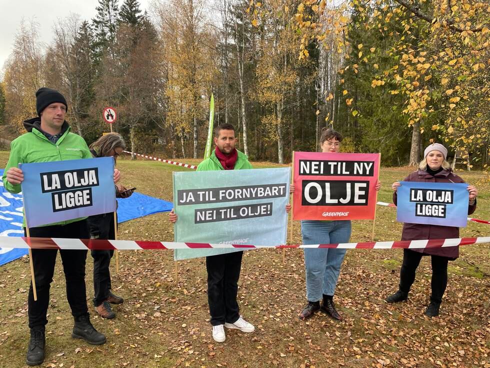 Utenfor Hurdalsjøen Hotell har aktivister fra Greenpeace stått hver dag siden forhandlingene startet. Til liten nytte.
