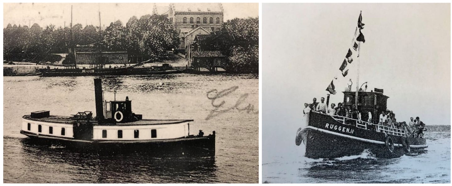 «Færgebaad No III» ble bygget ved Fredrikstad Mekaniske Verksted i 1891. Helt fram til 1939 trafikkerte ferja på elva, da den ble solgt og ombygd til slepebåt. I 1947 ble båten solgt igjen, og omdøpt til «Ruggen II».