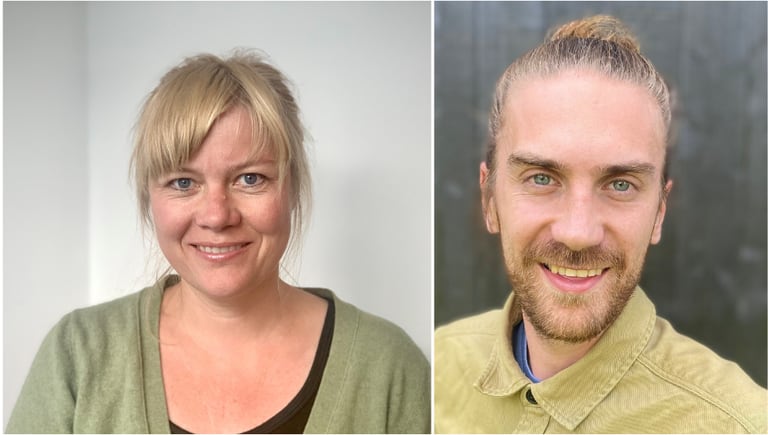 Stina Eiet Hamberg og Amund Røhr Heggelund, politiske rådgivere i Redd Barna