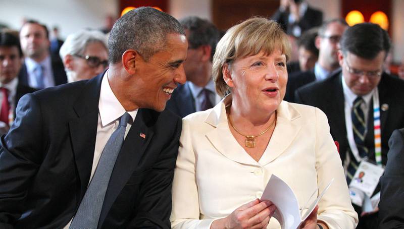 Barack Obama og Angela Merkel har funnet tonen i løpet av de siste åtte årene. Her fra et tidligere  Obama-besøk i Tyskland i juni i fjor. Spørsmålet er hvordan samarbeidet blir mellom USA og Tyskland med president Trump.