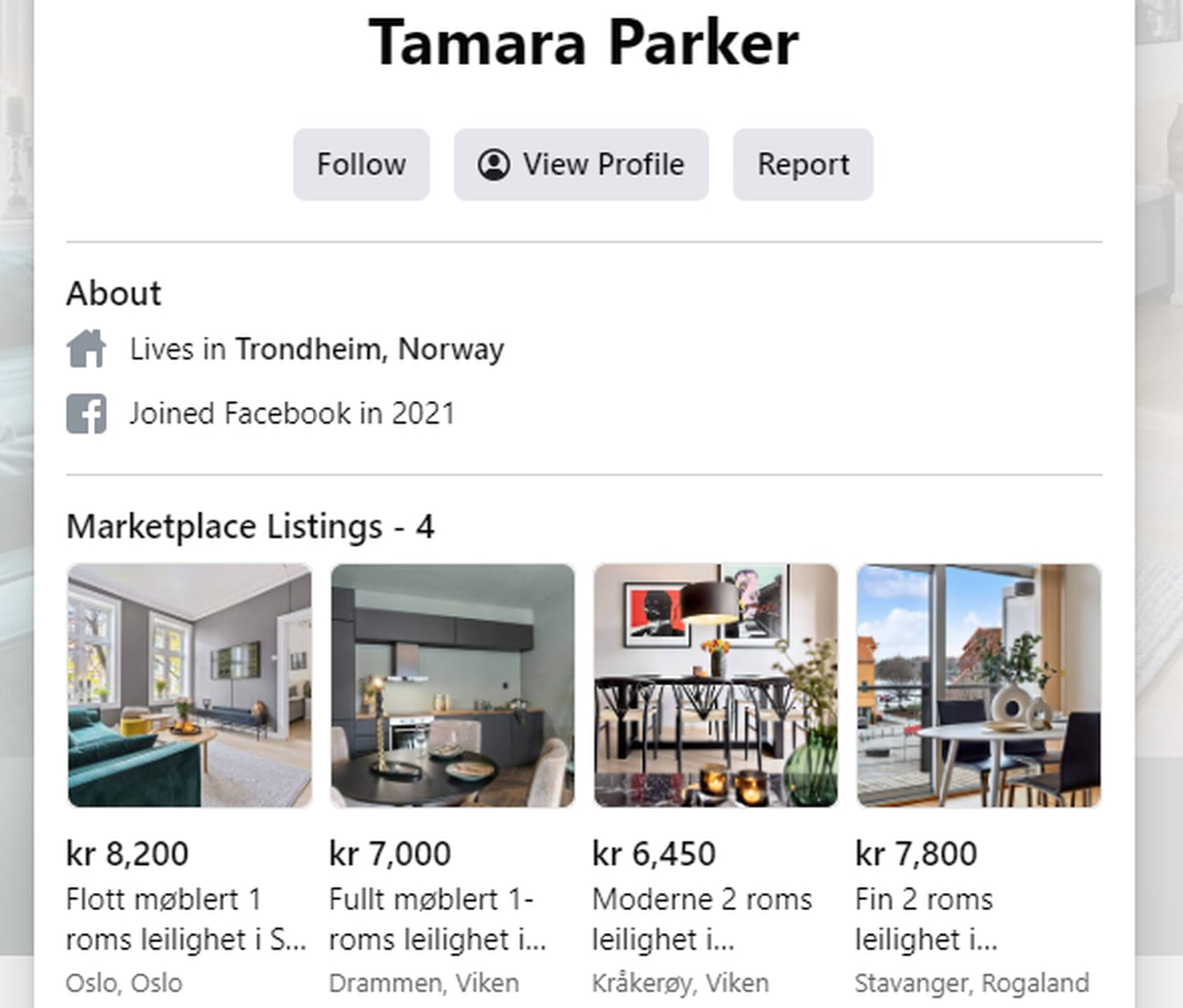 Den påståtte utleieren Tamara Parker, har leiligheter for leie over hele landet. Selv hevder hun å bo i Trondheim.

Foto: Skjermdump
