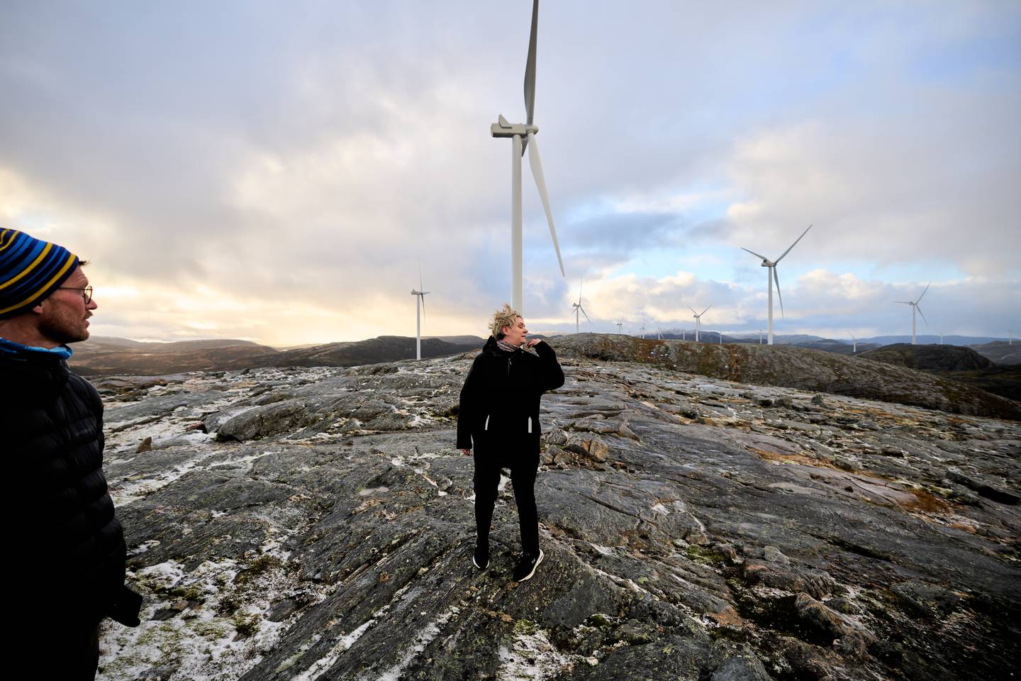 Olje- og energiminister Marte Mjøs Persen under besøk i vindkraftparkene på Fosen, 12. november 2022
