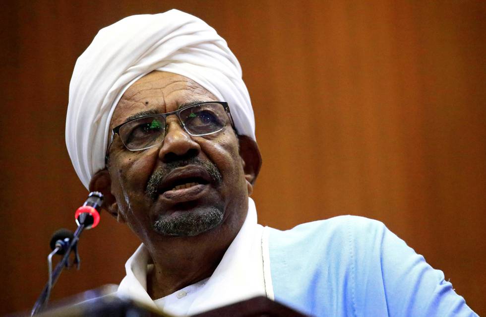 FILE PHOTO: Sudanese President Omar al-Bashir delivers a speech inside Parliament in Khartoum, Sudan April 1, 2019. REUTERS/Mohamed Nureldin Abdallah/File Photo