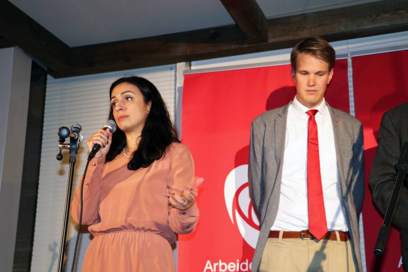 Toppkandidatene Hadia Tajik og Torstein Tvedt Solberg under Aps valgvake. Foto: Stein Roger Fossmo
