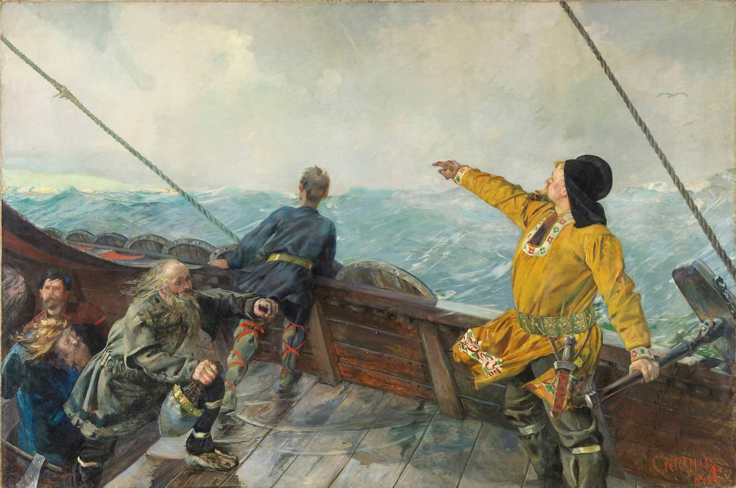 Flere kjente malerier plasseres i kjelleren i det nye Nasjonalmuseet i Oslo som en del av en modernisering av museet. Deriblant Christian Kroghs «Leiv Eiriksson oppdager Amerika».