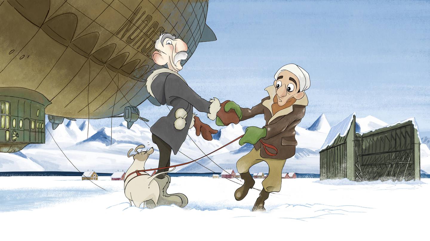 Fra animasjonsfilmen "Titiana", om Roald Amundsen og Umberto Nobile, med karakterer designet av Dagsavisens tegner Siri Dokken.
