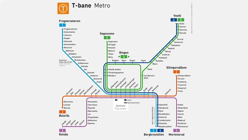 T-banens rutenett anno 2017. 