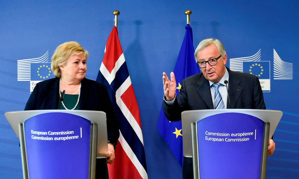 Siden 1994 har Norge sagt ja til 11.000 rettsakter, men aldri tatt i bruk reservasjonsretten. I sommer møtte Erna Solberg EU-kommisjonens leder Jean-Claude Juncker.