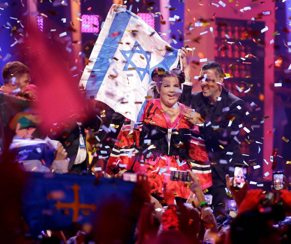 Vant: Netta Barzilai fra Israel feiret seieren i fjorårets finale, som ble avholdt i Lisboa, Portugal. FOTO: ARMANDO FRANCA/NTB SCANPIX