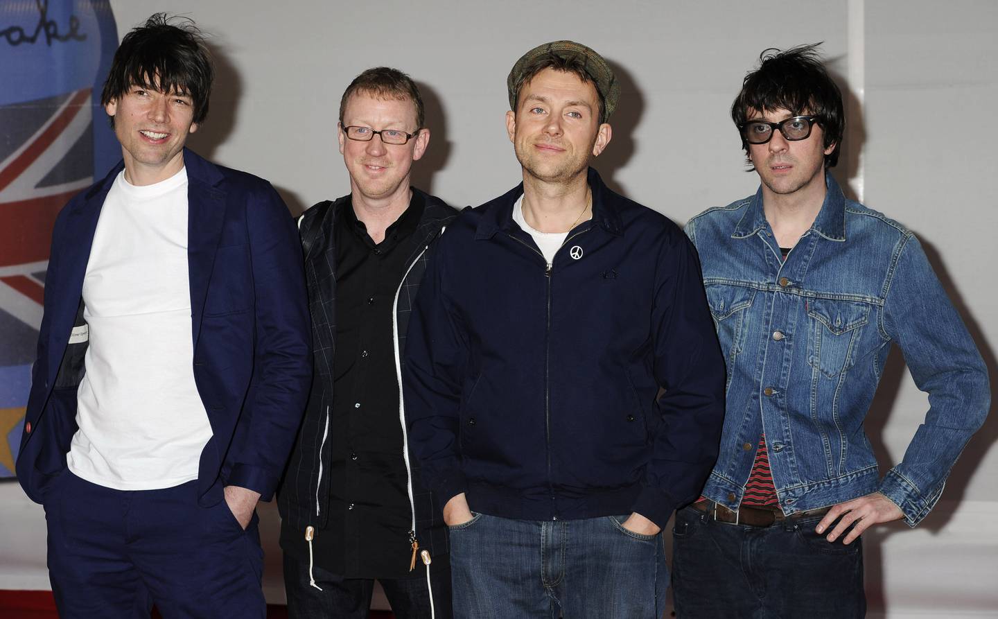 Blur gjenforenes igjen: Her fra 2012 under utdelingen av Brit Awards. Alex James (til v.), Dave Rowntree, Damon Albarn og Graham Coxon