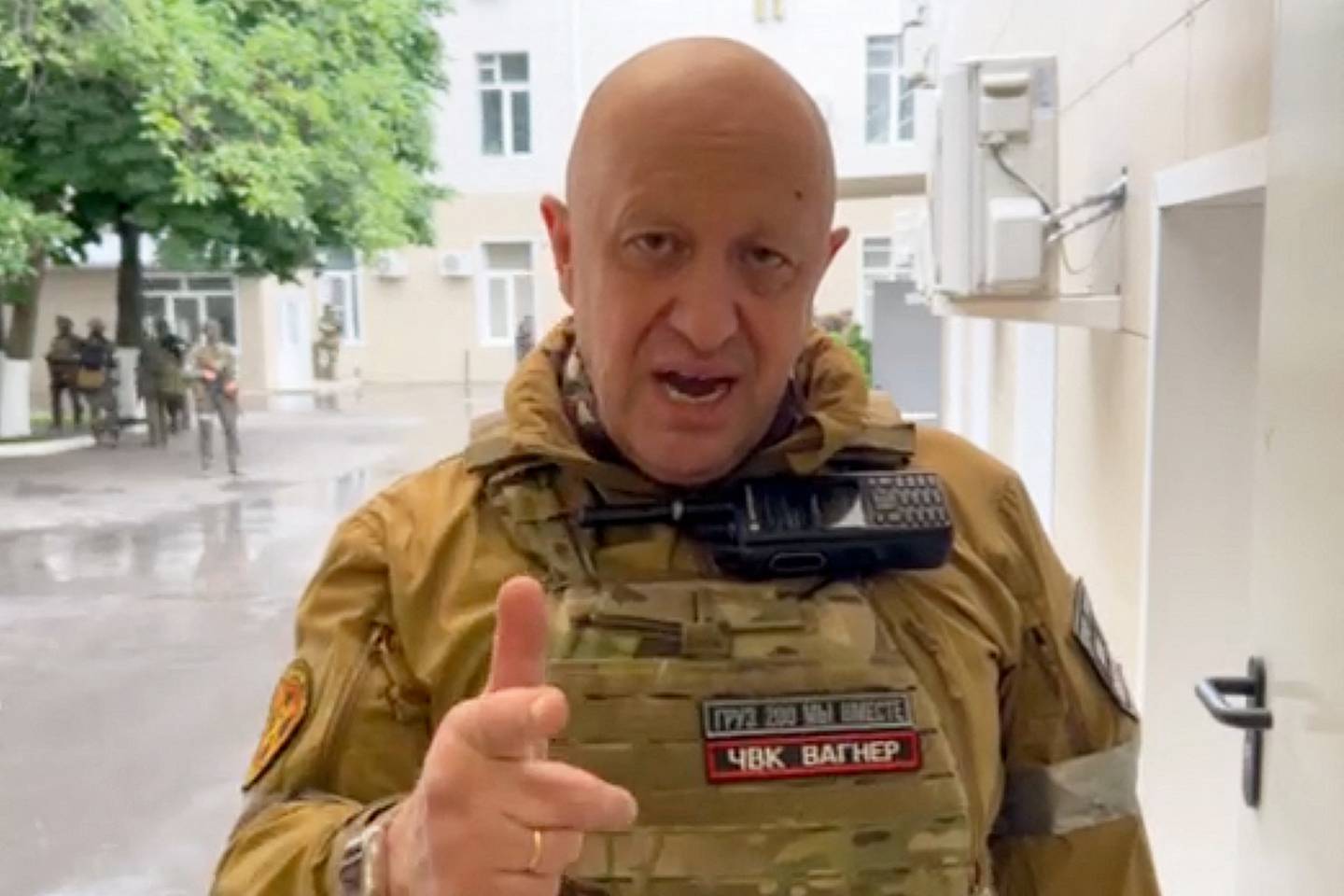 This is a screenshot taken on Saturday, June 24, of Yevgeny Prigozhin at the military headquarters in Rostov-on-Don.