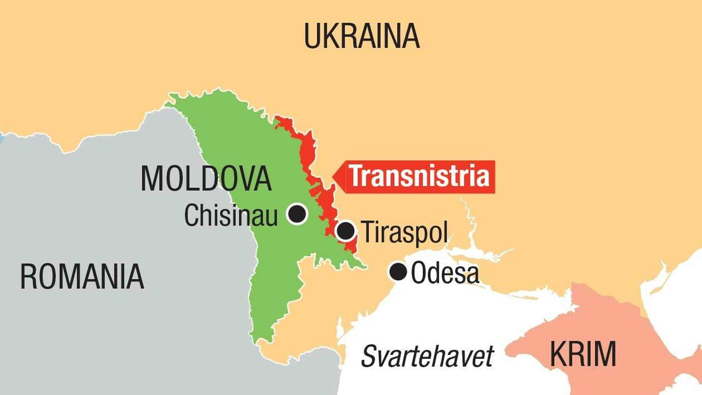 Transnistria er en liten utbryterrepublikk i Moldova som grenser mot Ukraina, og som har vært kontrollert av et prorussisk regime siden 1990-tallet.
