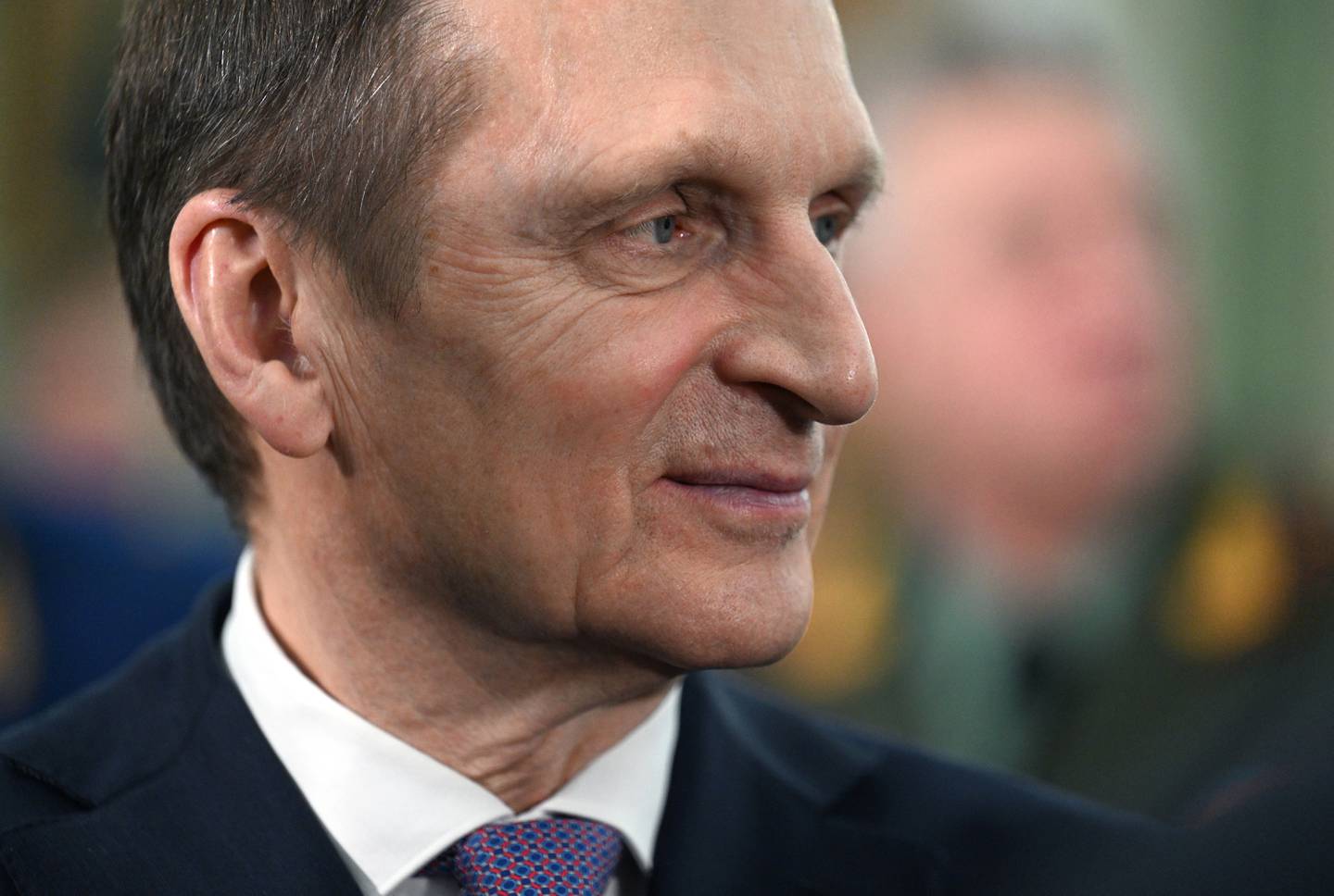 Sergei Naryshkin, head of the Russian Foreign Intelligence Service attends a meeting of the Prosecutor General's Office Board with Russian President Vladimir Putin in Moscow, Russia, Wednesday, March 15, 2023. (Pavel Bednyakov, Sputnik, Kremlin Pool Photo via AP)