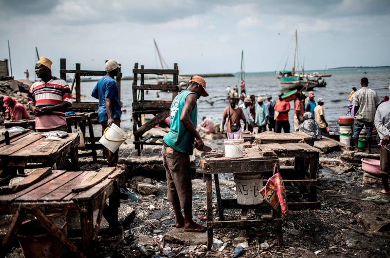 Tettbefolket: Tanzanias befolkning er spådd å øke fra dagens 57 millioner mennesker til 138 millioner i 2050, og hele 303 millioner i 2100. Landet er blant verdens fattigste, ifølge FN. Her fra et fiskemarked på øya Zanzibar. FOTO: GULSHAN KHAN/NTB SCANPIX