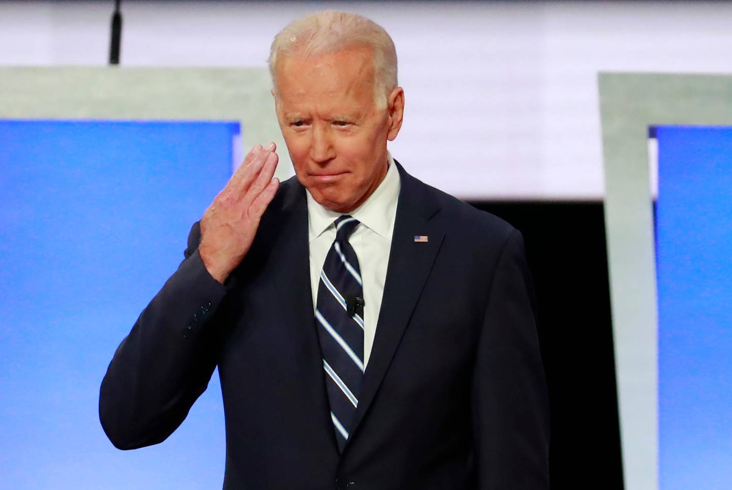 Candidate former Vice President Joe Biden before the start of the second night of the second 2020 Democratic U.S. presidential debate in Detroit, Michigan, July 31, 2019. REUTERS/Lucas Jackson