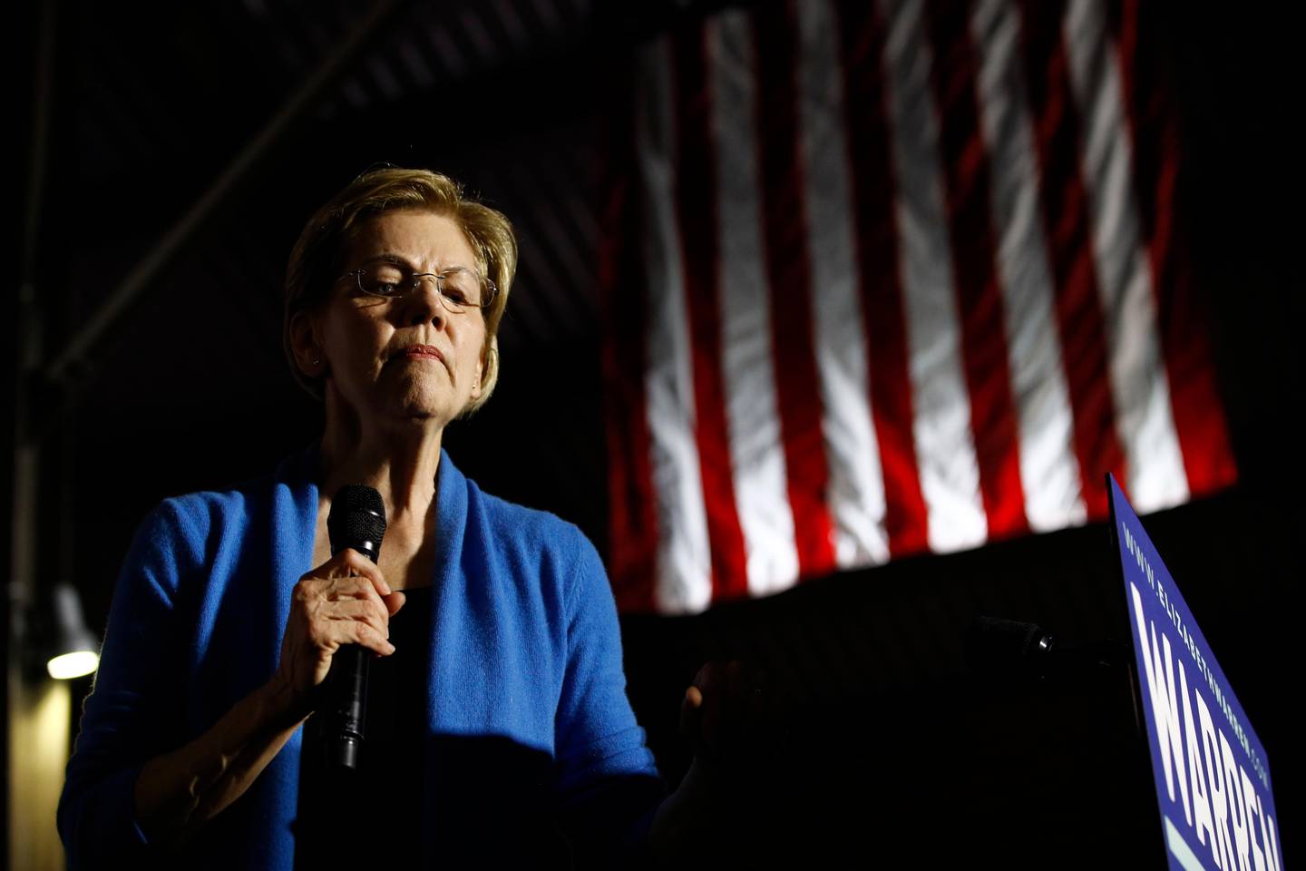 Democratic presidential candidate Sen. Elizabeth Warren, D-Mass., speaks during a primary election night rally, Tuesday, March 3, 2020, at Eastern Market in Detroit. (AP Photo/Patrick Semansky)