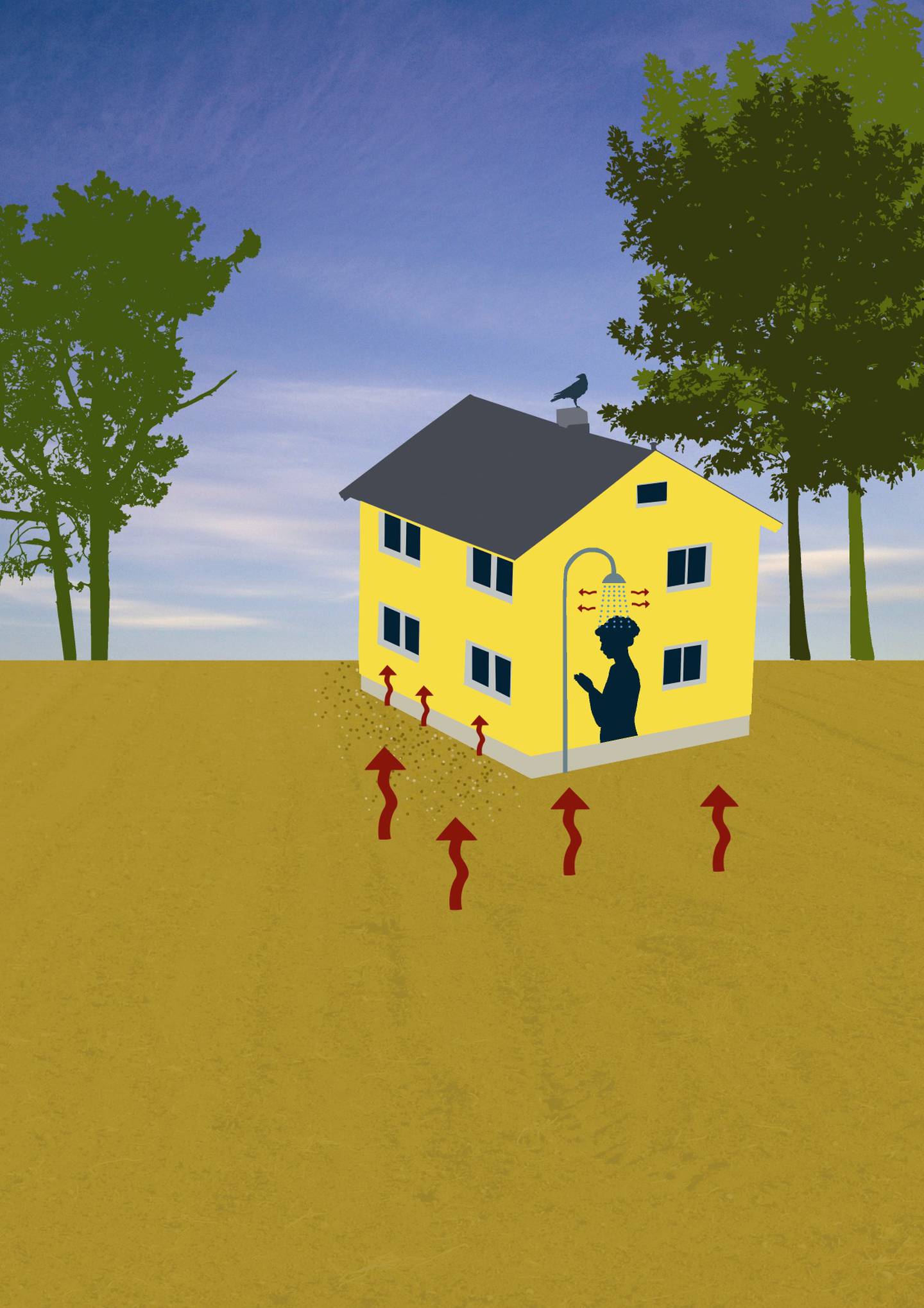 Gassen radon kan finne veien inn i en bolig på flere måter, men det er byggegrunnen som er hovedkilden.
