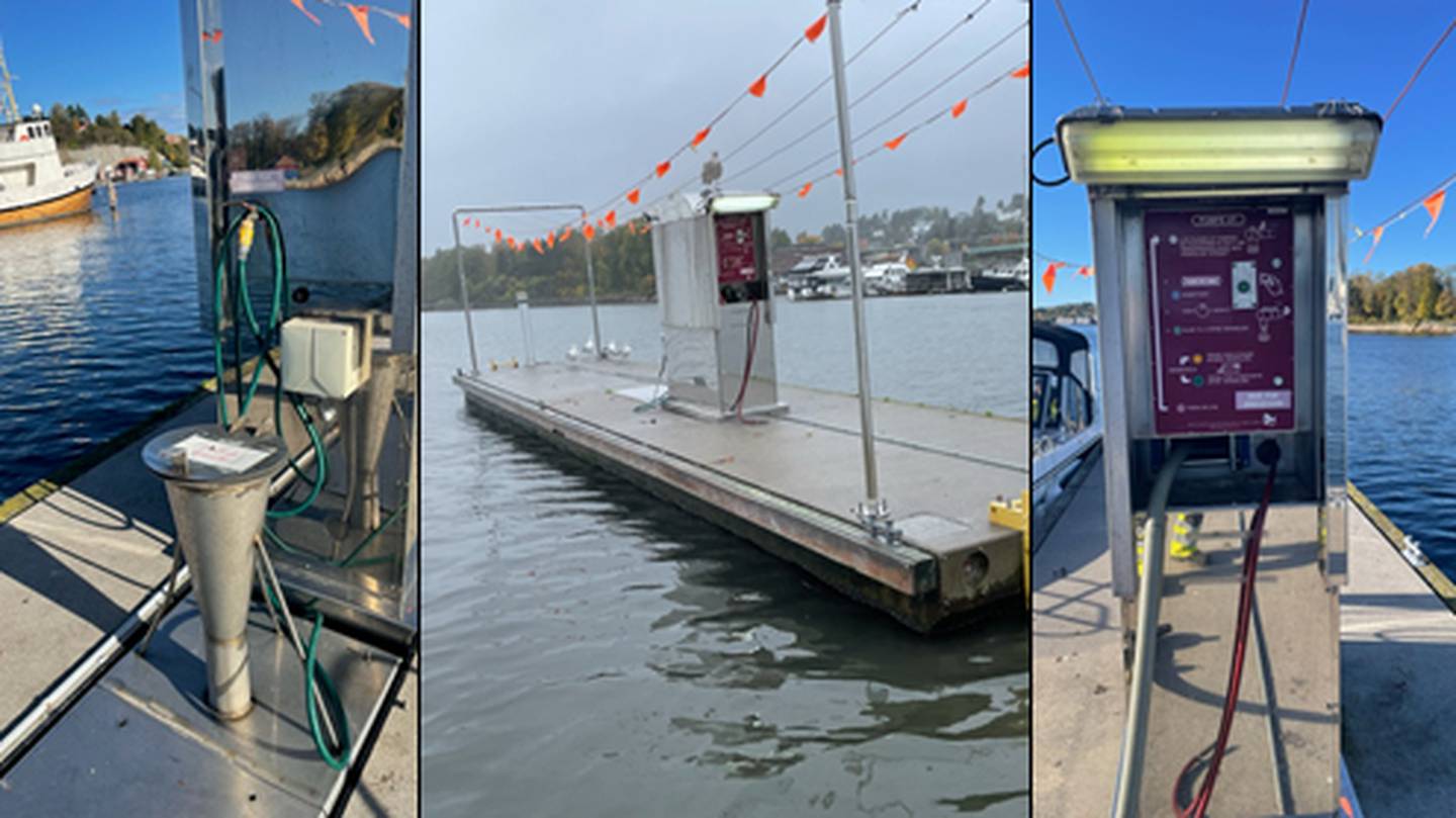 Det ligger fire tømmestasjoner for septik fra båt i Oslos del av Oslofjorden. Her er de avfotografert på en solskinnsdag.