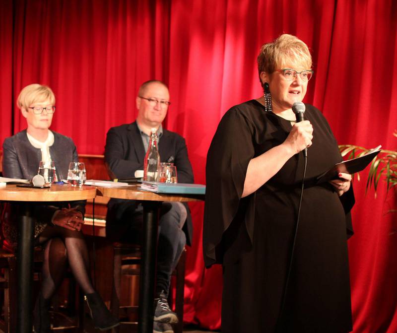 Kulturminister Trine Skei Grande under debatt om årets kulturbudsjett på Kulturhuset i Oslo onsdag. FOTO: BERNT ERIK PEDERSEN