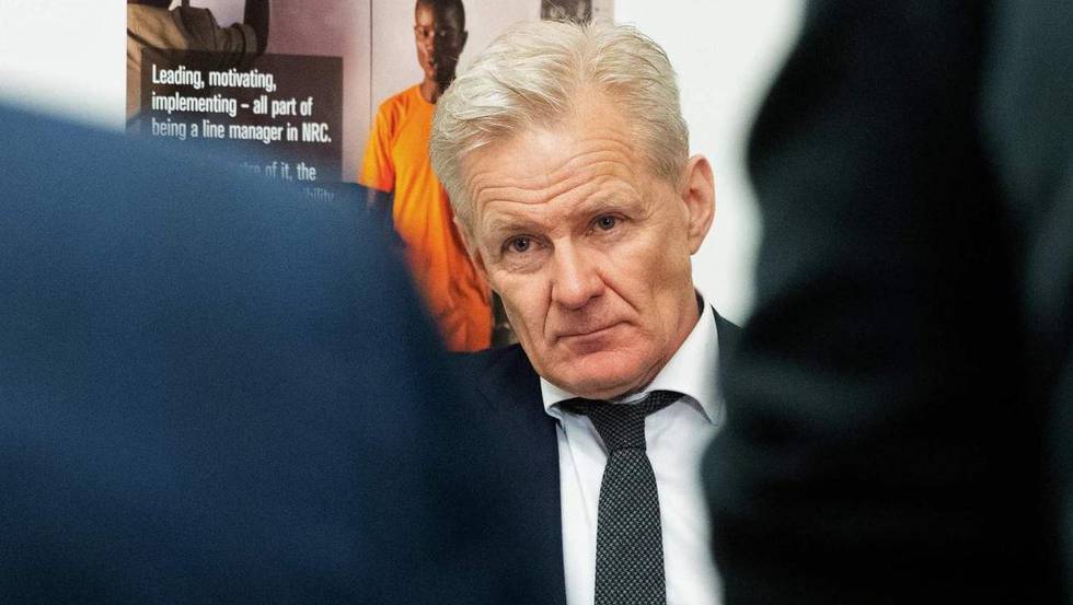 Norwegian Refugee Council (NRC) Secretary General Jan Egeland looks on during an interview after a meeting on Yemen at EU Commission in the NGOs headquarters in Brussels, Belgium, on February 13, 2020. (Photo by Aris Oikonomou / AFP)