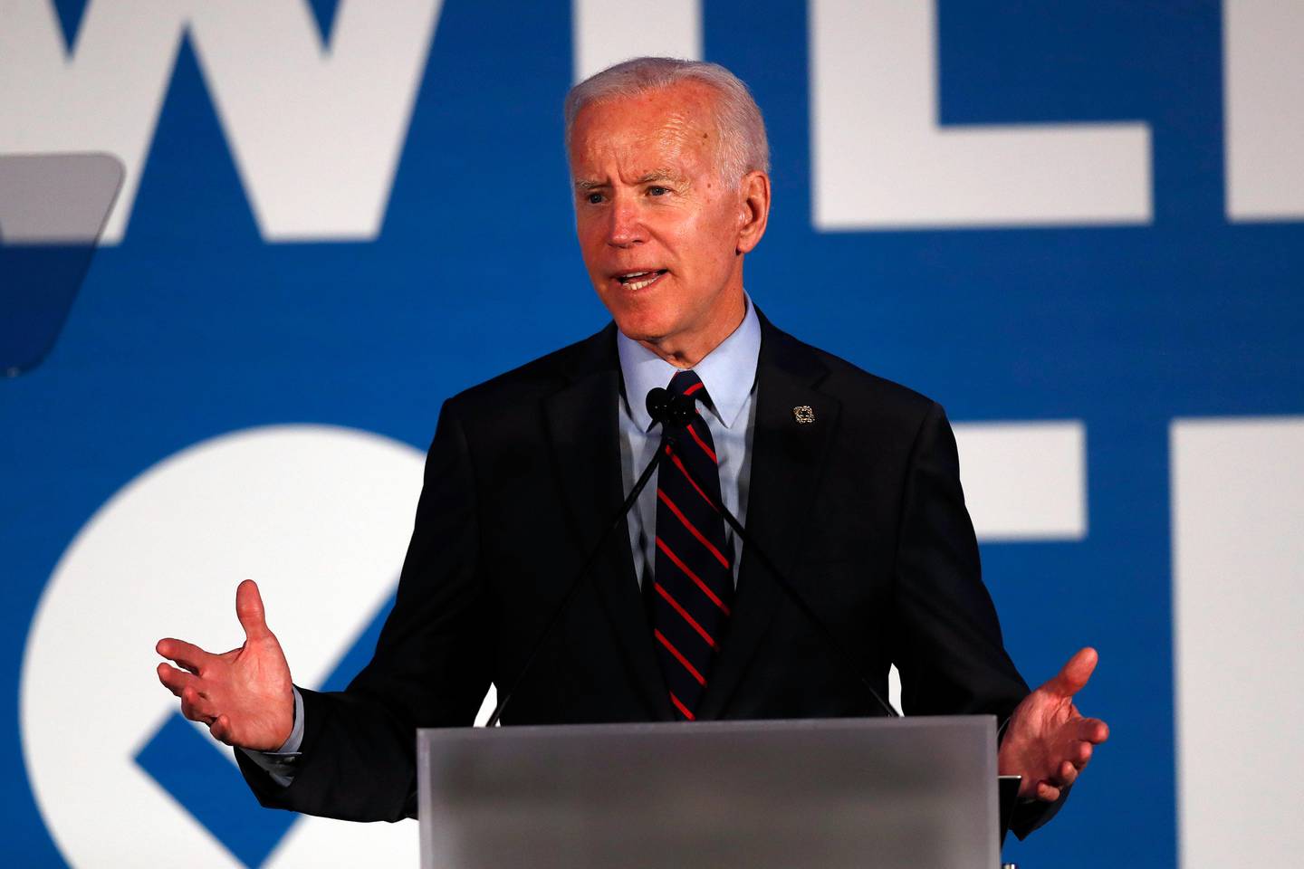 FILE - In this June 6, 2019, file photo, Democratic presidential candidate former Vice President Joe Biden speaks in Atlanta. As Democratic presidential hopefuls prepare for their first 2020 primary debate this week, 77 medical and public health groups aligned on Monday, June 24, to push for a series of consensus commitments to combat climate change _ bluntly defined by the organizations as Äúa health emergency.Äù (AP Photo/John Bazemore)
