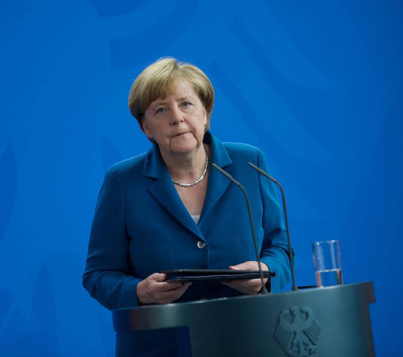 sikkerhet: Den tyske sikkerhetstjenesten vil gjøre alt den kan for å sikre friheten til det tyske folk, sa Tysklands forbundskansler Angela Merkel på en pressekonferanse lørdag. 