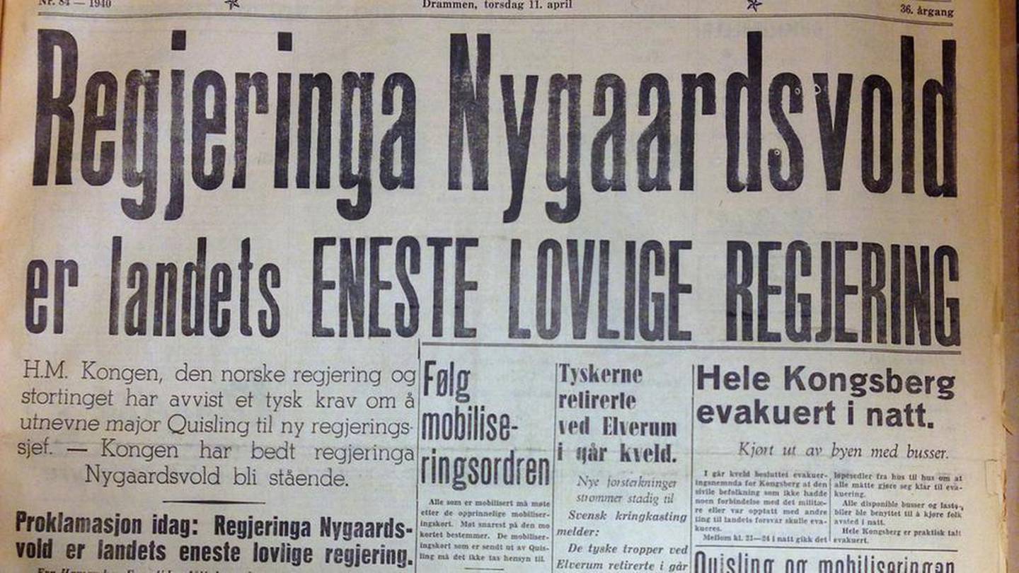 Forsiden til Fremtiden 11. april 1940.