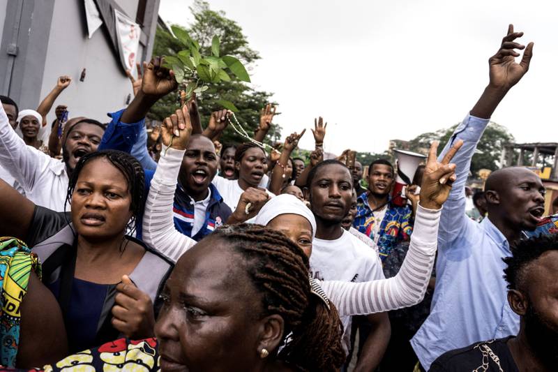 Katolikker protesterer mot presidenten Joseph Kabila.