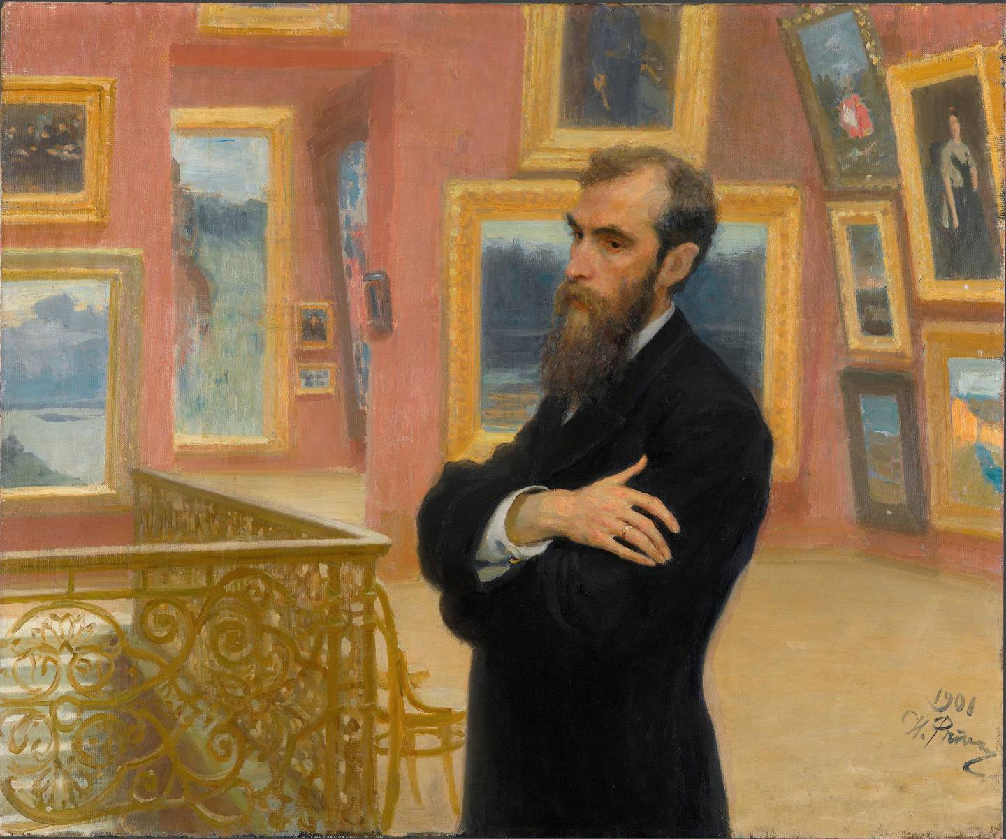 Ilja Repin er den mest berømte kunstneren fra perioden ut­stillingen omfatter. Hans portrett av kunstsamleren Pavel Tretjakov viser inspirasjon fra impresjon­istene.Tretjakov-galleriet regnes som ett av verdens viktigste kunstmuseer.FOTO: TRETJAKOV-GALLERIET