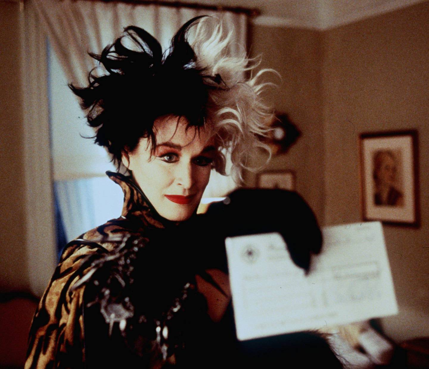 
FILE--Glenn Close is seen in her role as Cruella De Vil in the Walt Disney Pictures' remake of "101 Dalmatians." Disney plans a sequel to be called ``102 Dalmatians,'' Daily Variety reported Friday, Jan. 29, 1999. Disney hopes Close will return for an encore performance of the pup-nabbing Cruella. (AP Photo/Walt Disney Pictures, Clive Coote)