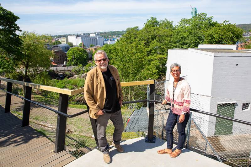 Trygve G. Nordby, prosjektleder for Moss 2020, og ordfører Hanne Tollerud gleder seg til å kunne åpne jubileumsstien mellom Mossefossen og Nesparken.