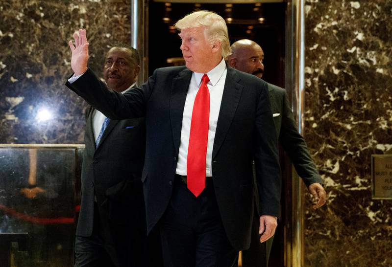 President Donald Trump i lobbyen i sitt eget Trump Tower i New York.